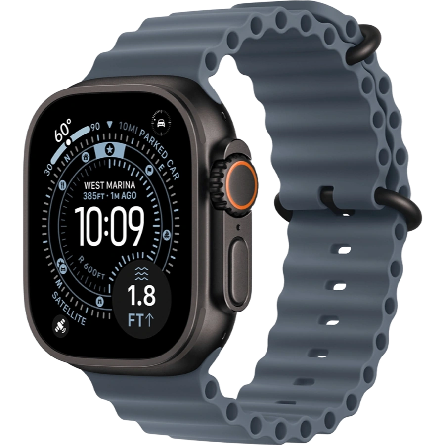 Apple Watch Ultra 3 GPS + Cellular 49mm Black Titanium Case with Anchor Blue Ocean Band (MF254+MGCJ4)