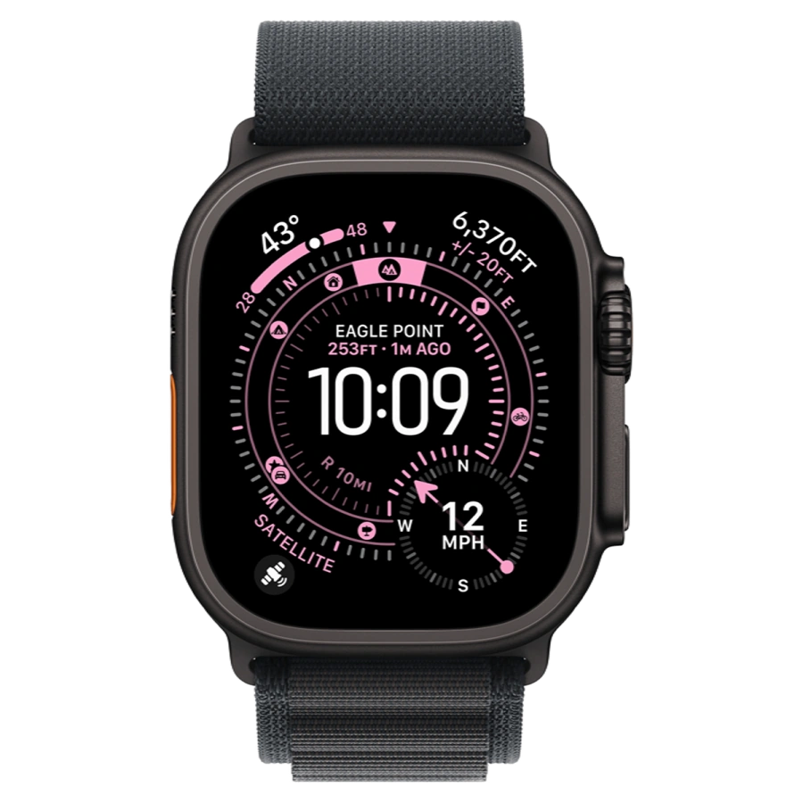 Apple Watch Ultra 3 GPS + Cellular 49mm Black Titanium Case with Black Alpine Loop - Large (MF0X4)