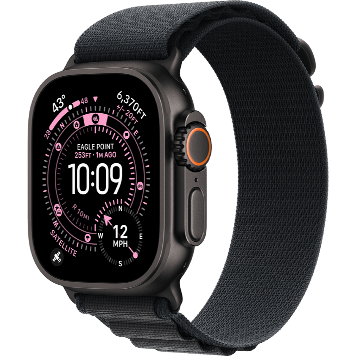 Apple Watch Ultra 3 GPS + Cellular 49mm Black Titanium Case with Black Alpine Loop - Medium (MF0V4)