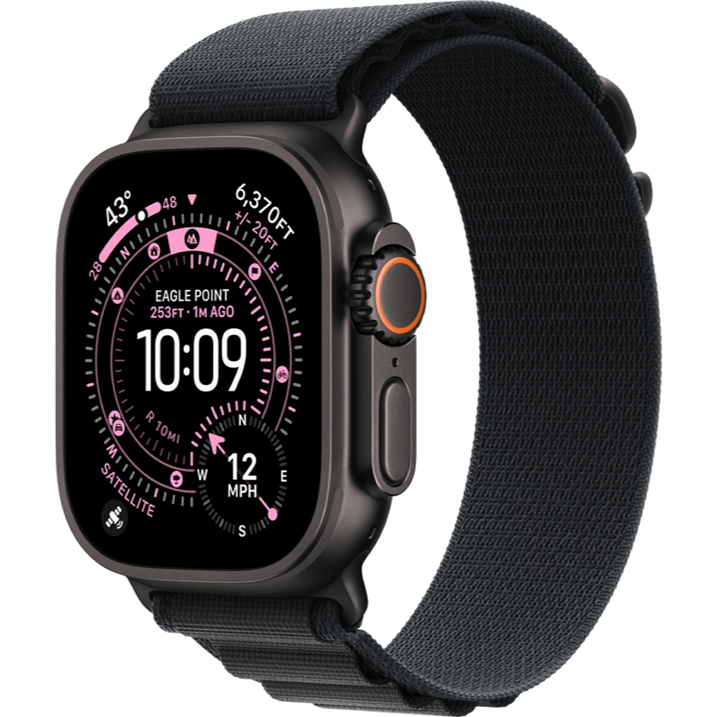 Apple Watch Ultra 3 GPS + Cellular 49mm Black Titanium Case with Black Alpine Loop - Large (MF0X4)