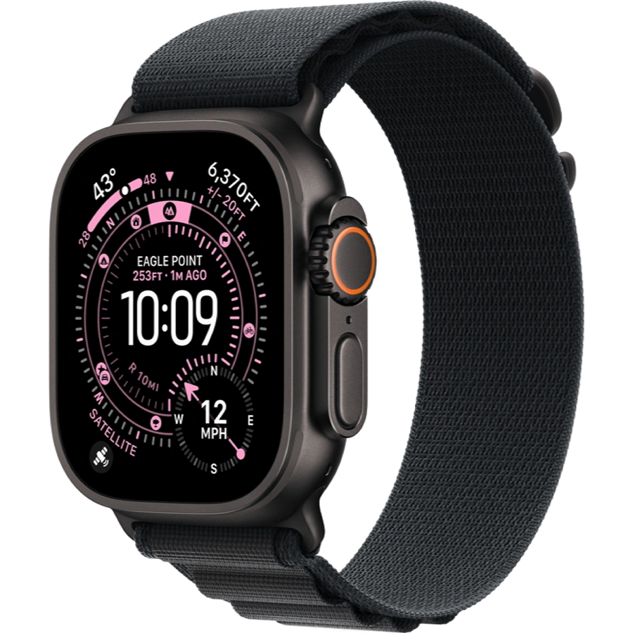 Apple Watch Ultra 3 GPS + Cellular 49mm Black Titanium Case with Black Alpine Loop - Large (MF0X4)