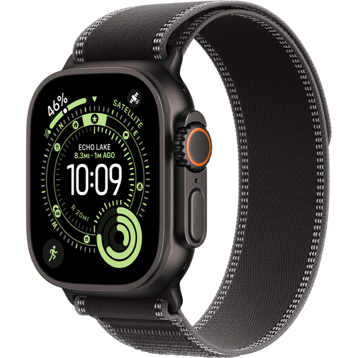 Apple Watch Ultra 3 GPS + Cellular 49mm Black Titanium Case with Black/Charcoal Trail Loop - S/M (MF1D4)