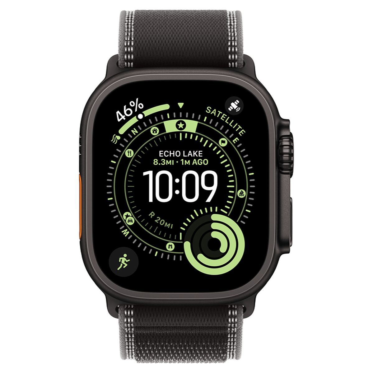 Apple Watch Ultra 3 GPS + Cellular 49mm Black Titanium Case with Black/Charcoal Trail Loop - S/M (MF1D4)