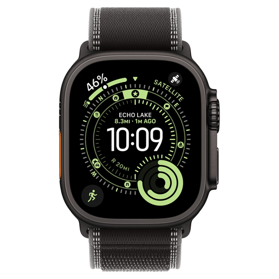 Apple Watch Ultra 3 GPS + Cellular 49mm Black Titanium Case with Black/Charcoal Trail Loop - S/M (MF1D4)