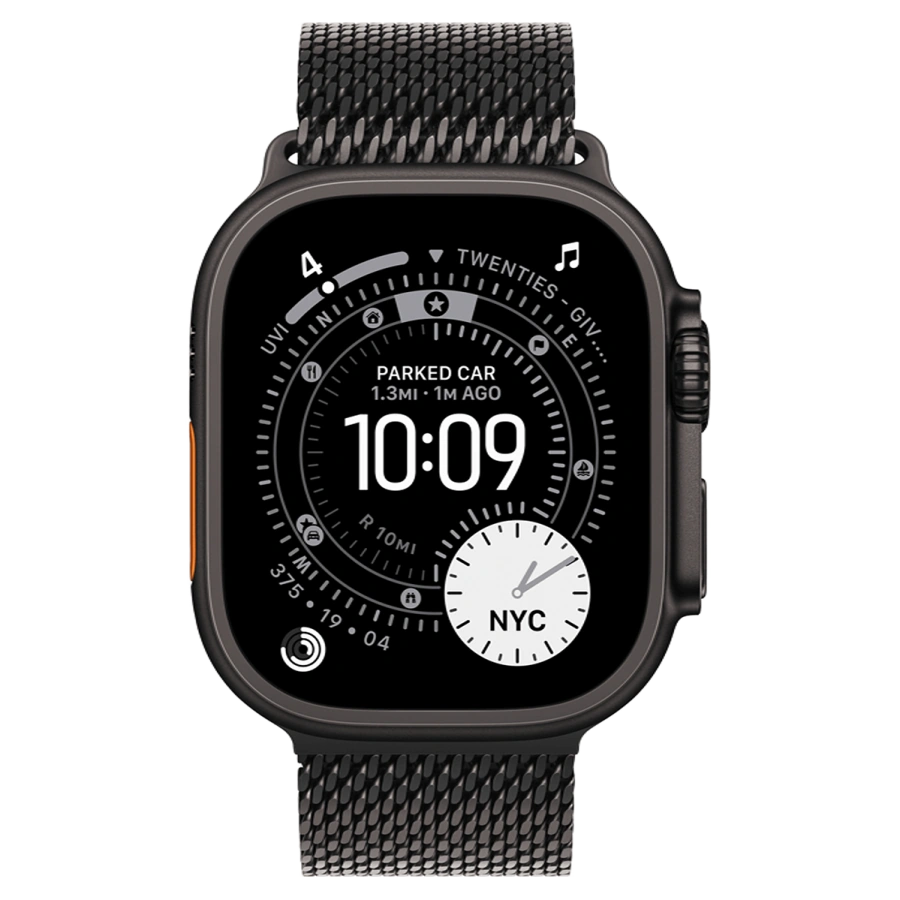 Apple Watch Ultra 3 GPS + Cellular 49mm Black Titanium Case with Black Titanium Milanese Loop - Large (MF1T4)