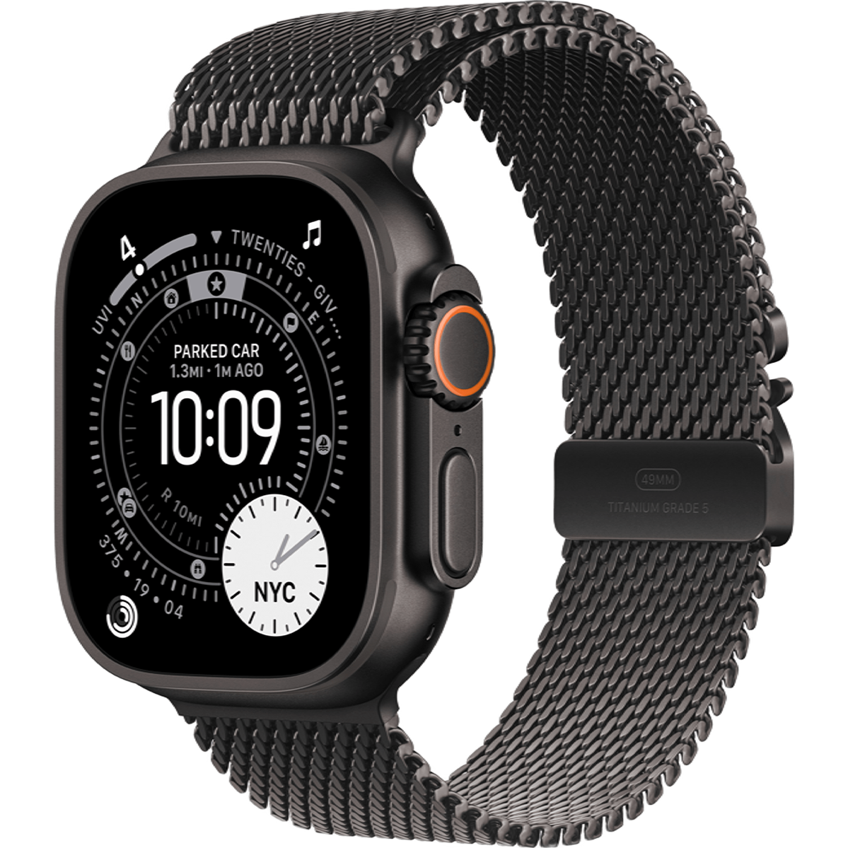 Apple Watch Ultra 3 GPS + Cellular 49mm Black Titanium Case with Black Titanium Milanese Loop - Medium (MF1Q4)