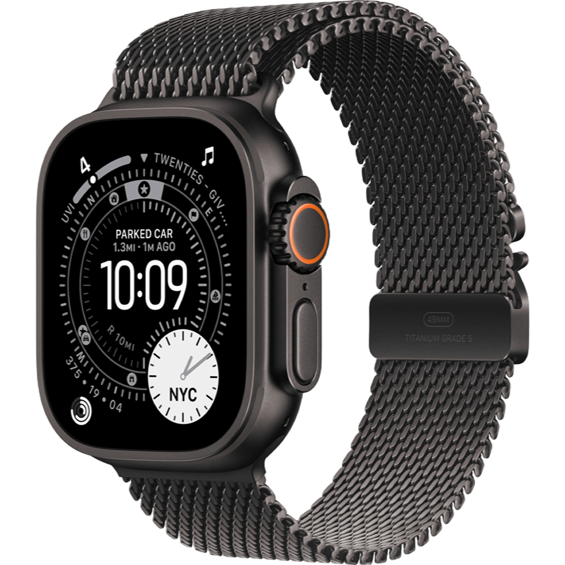 Apple Watch Ultra 3 GPS + Cellular 49mm Black Titanium Case with Black Titanium Milanese Loop - Large (MF1T4)