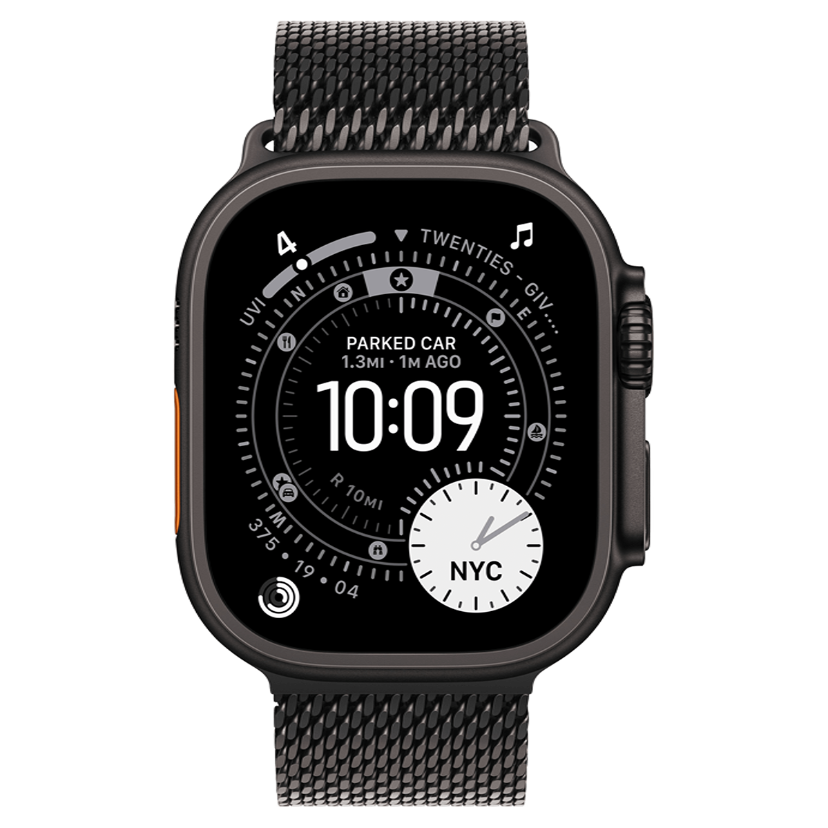Apple Watch Ultra 3 GPS + Cellular 49mm Black Titanium Case with Black Titanium Milanese Loop - Small (MF1N4)