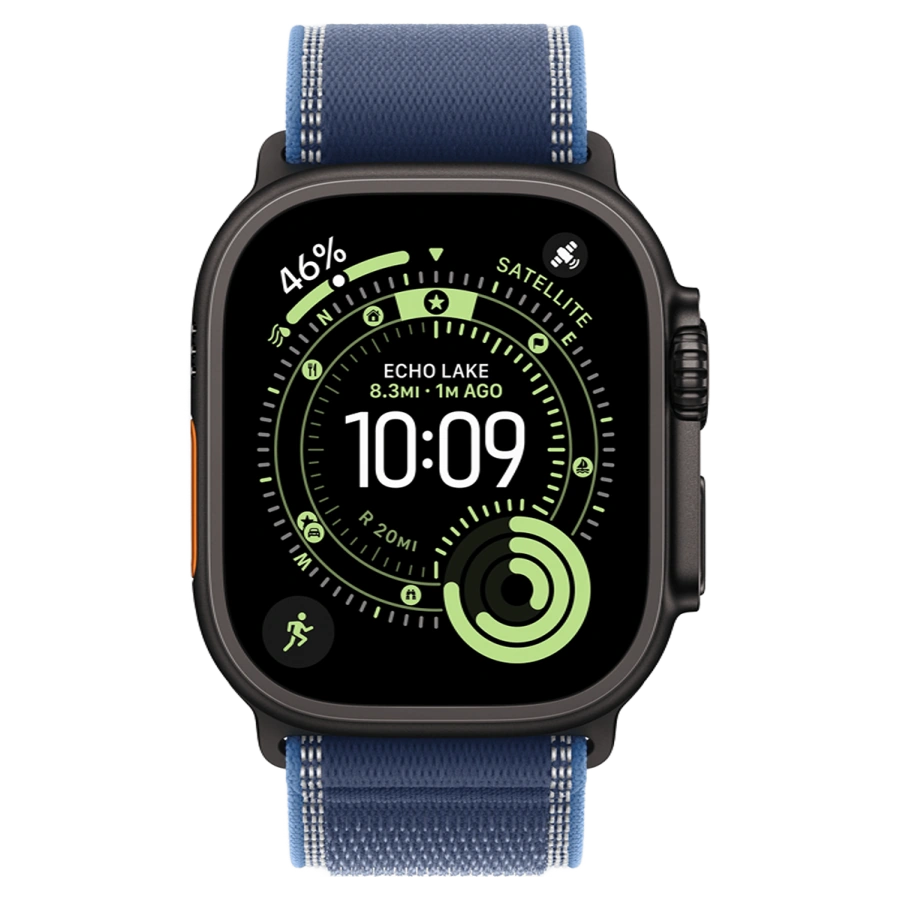 Apple Watch Ultra 3 GPS + Cellular 49mm Black Titanium Case with Blue/Bright Blue Trail Loop - M/L (MF254+MG9R4)