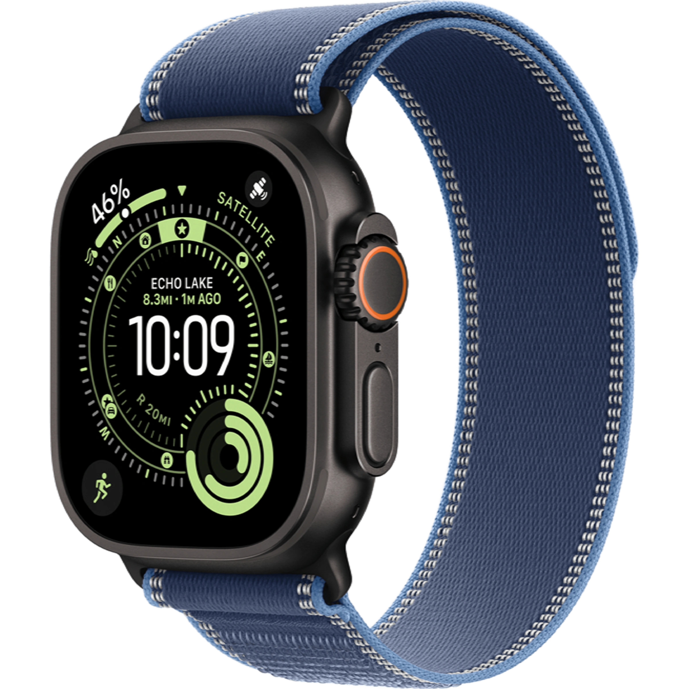 Apple Watch Ultra 3 GPS + Cellular 49mm Black Titanium Case with Blue/Bright Blue Trail Loop - M/L (MF254+MG9R4)