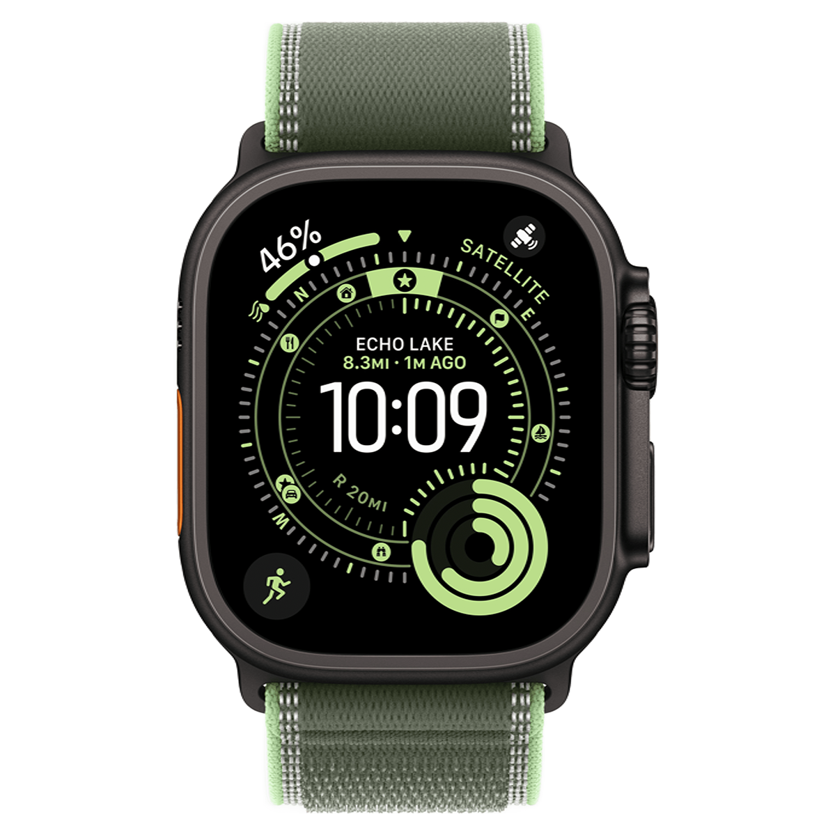 Apple Watch Ultra 3 GPS + Cellular 49mm Black Titanium Case with Green/Neon Trail Loop - S/M (MF254+MG9N4)