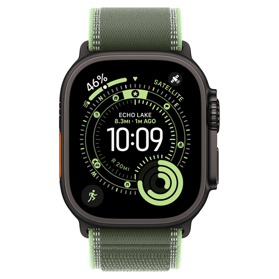 Apple Watch Ultra 3 GPS + Cellular 49mm Black Titanium Case with Green/Neon Trail Loop - S/M (MF254+MG9N4)