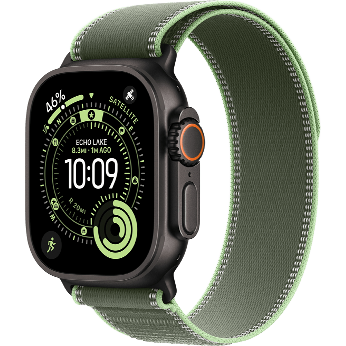 Apple Watch Ultra 3 GPS + Cellular 49mm Black Titanium Case with Green/Neon Trail Loop - M/L (MF254+MG9P4)