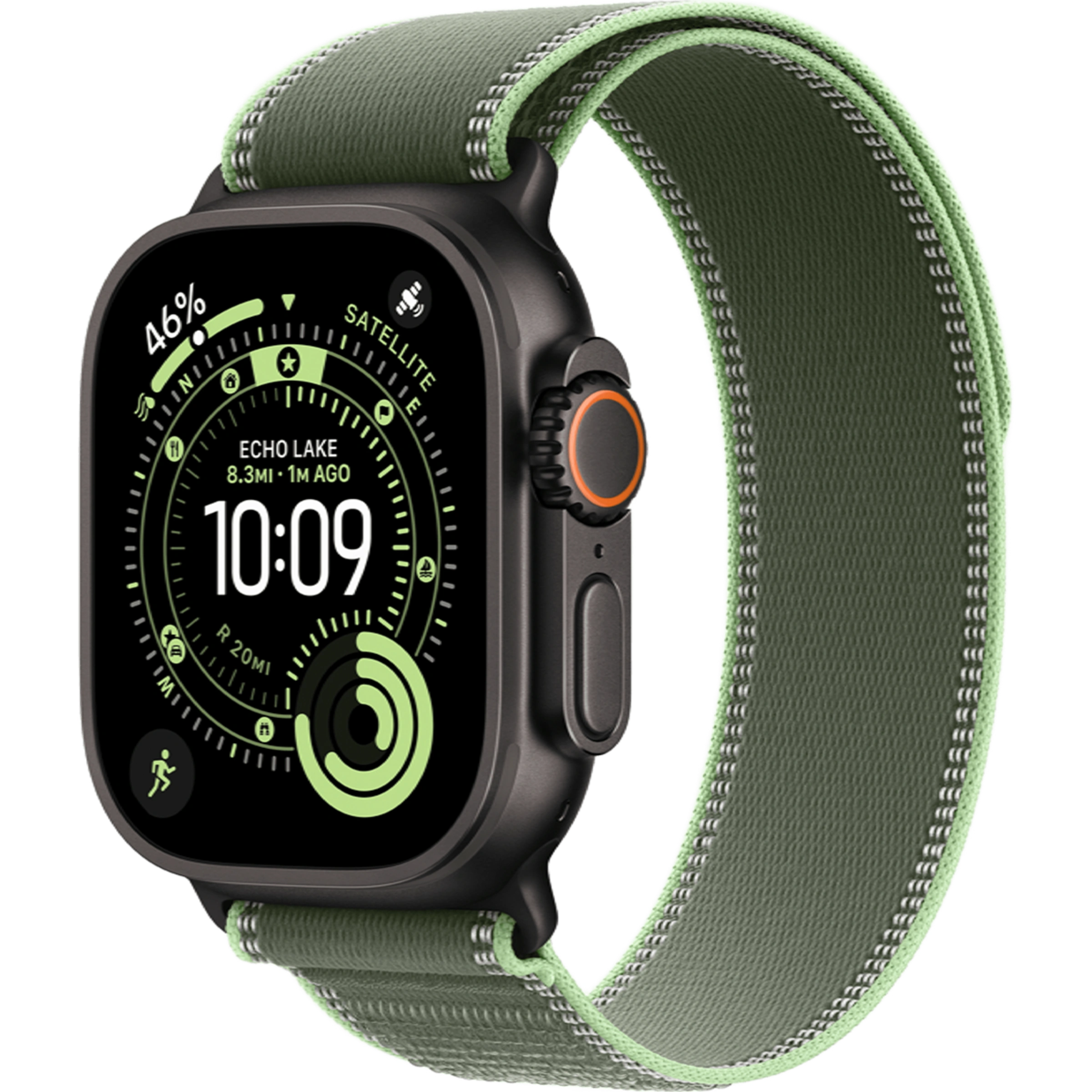 Apple Watch Ultra 3 GPS + Cellular 49mm Black Titanium Case with Green/Neon Trail Loop - S/M (MF254+MG9N4)