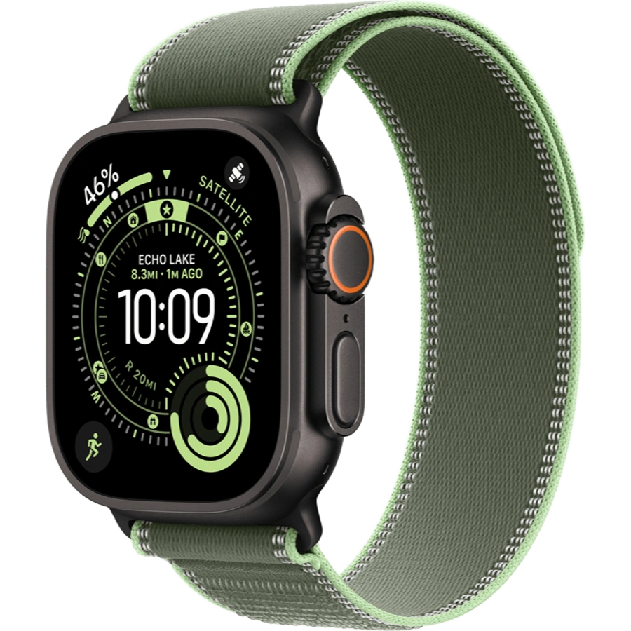 Apple Watch Ultra 3 GPS + Cellular 49mm Black Titanium Case with Green/Neon Trail Loop - S/M (MF254+MG9N4)