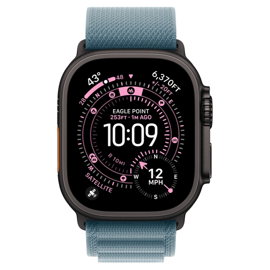 Apple Watch Ultra 3 GPS + Cellular 49mm Black Titanium Case with Light Blue Alpine Loop - Medium (MF254+MG9L4)
