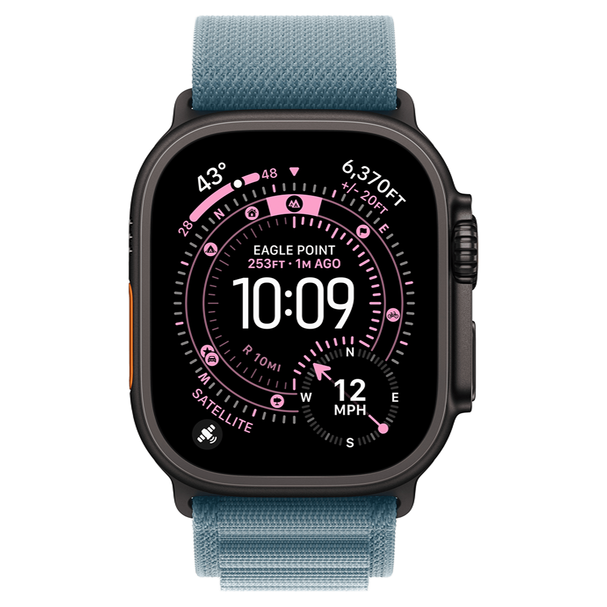 Apple Watch Ultra 3 GPS + Cellular 49mm Black Titanium Case with Light Blue Alpine Loop - Small (MF254+MG9K4)