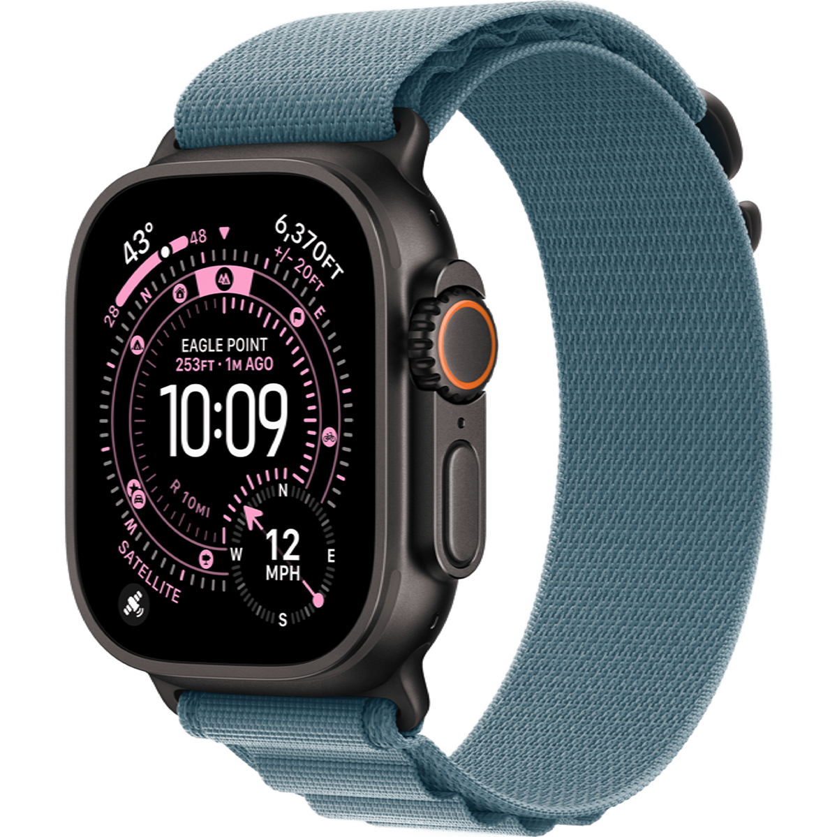 Apple Watch Ultra 3 GPS + Cellular 49mm Black Titanium Case with Light Blue Alpine Loop - Small (MF254+MG9K4)