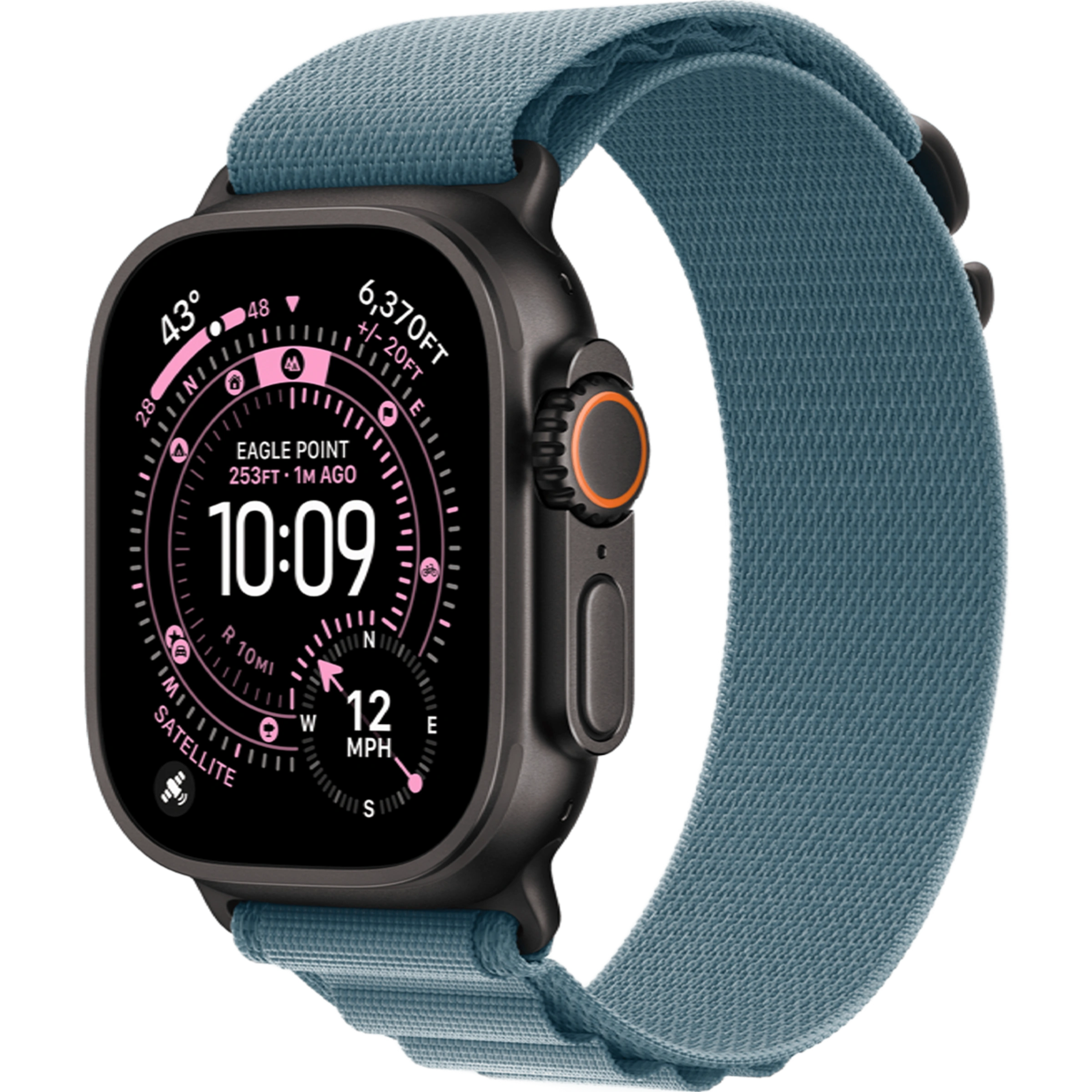 Apple Watch Ultra 3 GPS + Cellular 49mm Black Titanium Case with Light Blue Alpine Loop - Small (MF254+MG9K4)