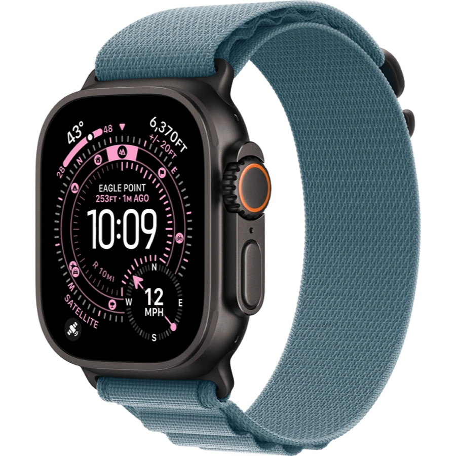 Apple Watch Ultra 3 GPS + Cellular 49mm Black Titanium Case with Light Blue Alpine Loop - Medium (MF254+MG9L4)