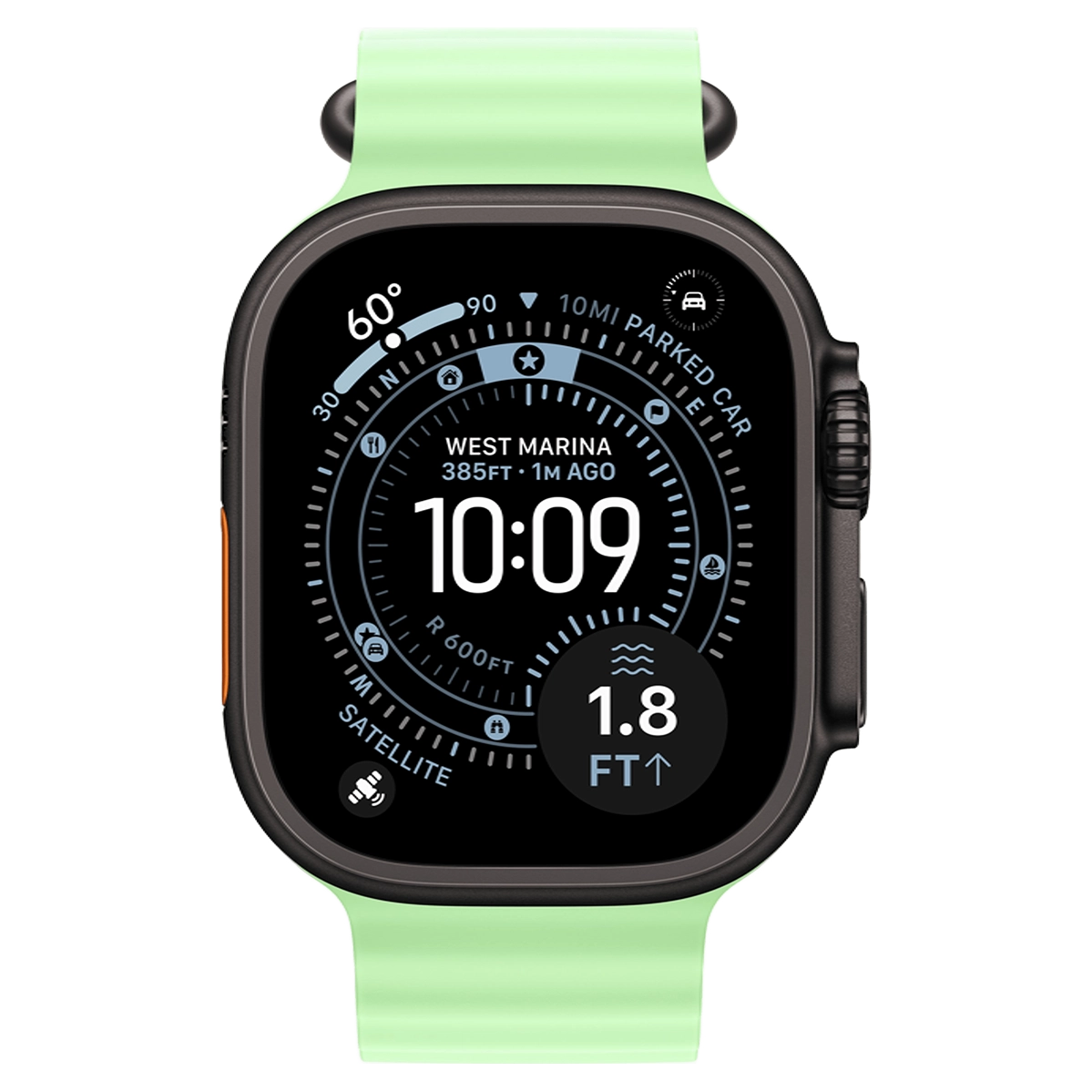 Apple Watch Ultra 3 GPS + Cellular 49mm Black Titanium Case with Neon Green Ocean Band (MF254+MGCL4)