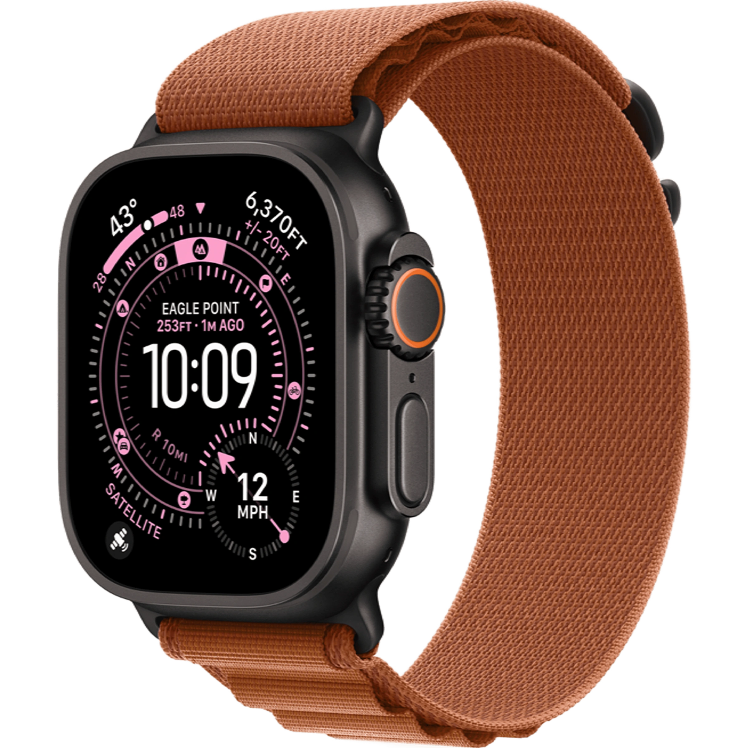 Apple Watch Ultra 3 GPS + Cellular 49mm Black Titanium Case with Terra Cotta Alpine Loop - Large (MF254+MG9F4)