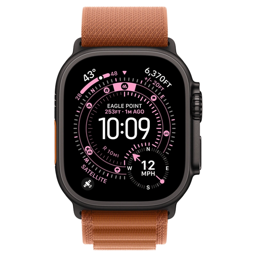 Apple Watch Ultra 3 GPS + Cellular 49mm Black Titanium Case with Terra Cotta Alpine Loop - Medium (MF254+MG9E4)