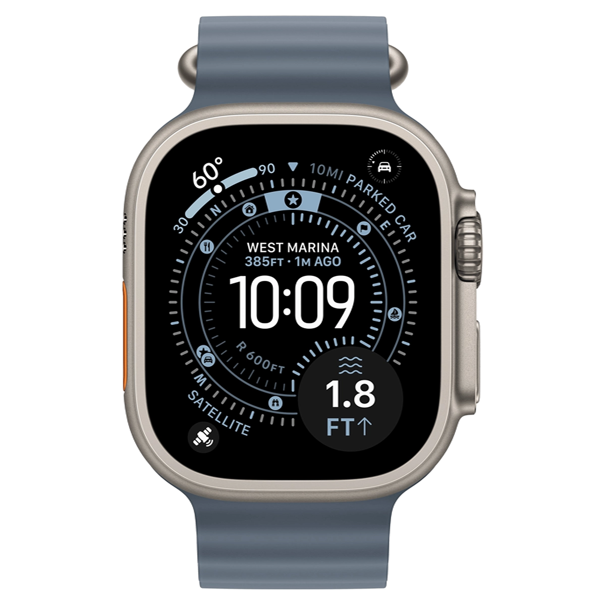 Apple Watch Ultra 3 GPS + Cellular 49mm Natural Titanium Case with Anchor Blue Ocean Band (MEWH4)