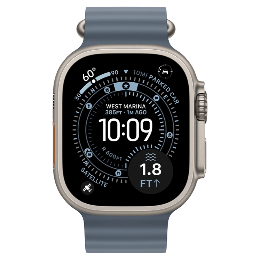 Apple Watch Ultra 3 GPS + Cellular 49mm Natural Titanium Case with Anchor Blue Ocean Band (MEWH4)