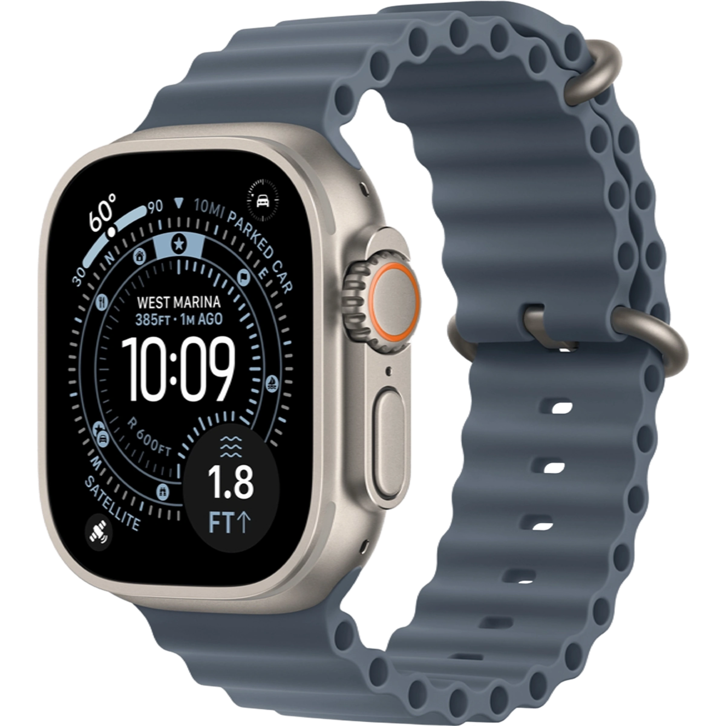 Apple Watch Ultra 3 GPS + Cellular 49mm Natural Titanium Case with Anchor Blue Ocean Band (MEWH4)