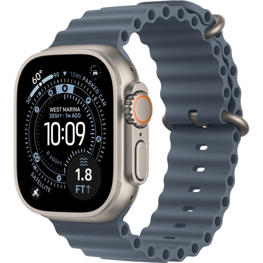 Apple Watch Ultra 3 GPS + Cellular 49mm Natural Titanium Case with Anchor Blue Ocean Band (MEWH4)