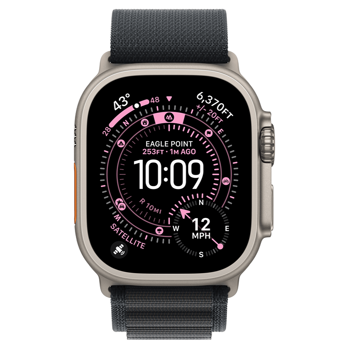Apple Watch Ultra 3 GPS + Cellular 49mm Natural Titanium Case with Black Alpine Loop - Large (MF1V4+MFTG4)