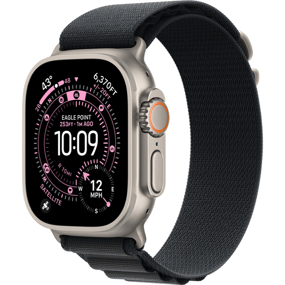 Apple Watch Ultra 3 GPS + Cellular 49mm Natural Titanium Case with Black Alpine Loop - Medium (MF1V4+MFTF4)