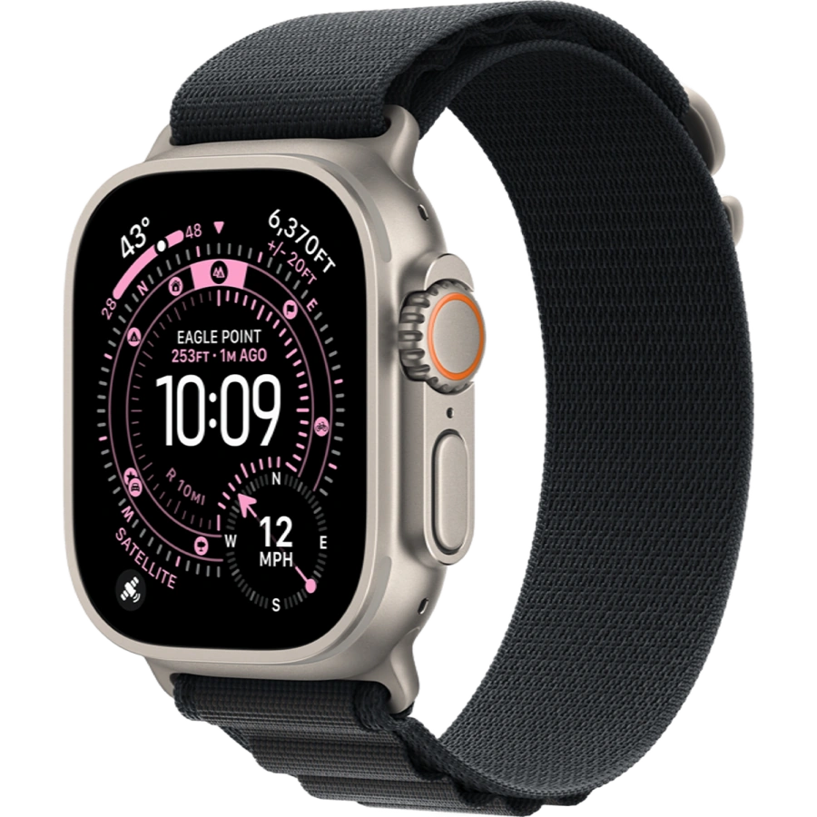Apple Watch Ultra 3 GPS + Cellular 49mm Natural Titanium Case with Black Alpine Loop - Small (MF1V4+MFTE4)