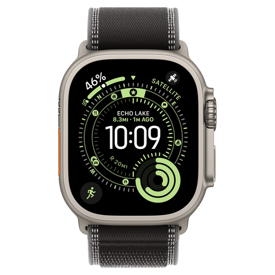 Apple Watch Ultra 3 GPS + Cellular 49mm Natural Titanium Case with Black/Charcoal Trail Loop - S/M (MF1V4+MFT84)