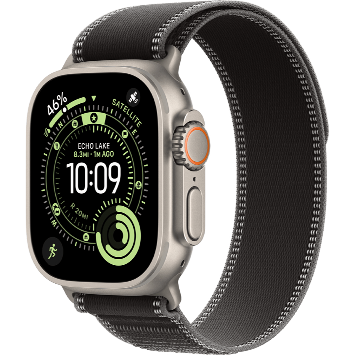 Apple Watch Ultra 3 GPS + Cellular 49mm Natural Titanium Case with Black/Charcoal Trail Loop - M/L (MF1V4+MFT94)