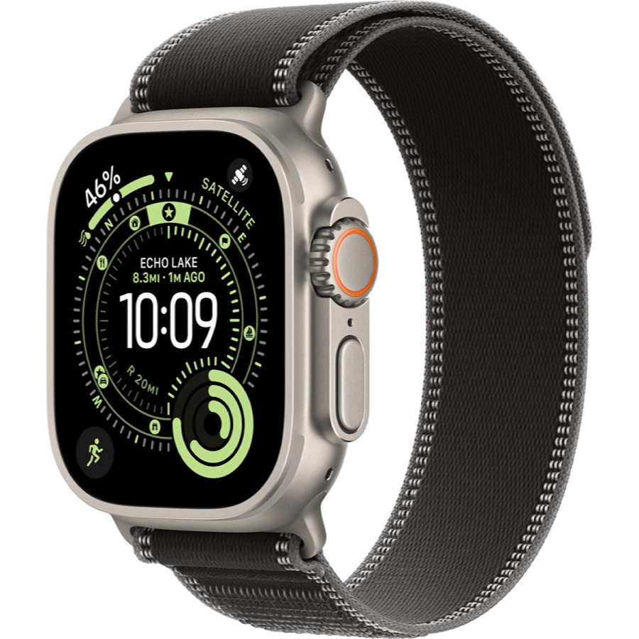 Apple Watch Ultra 3 GPS + Cellular 49mm Natural Titanium Case with Black/Charcoal Trail Loop - S/M (MF1V4+MFT84)