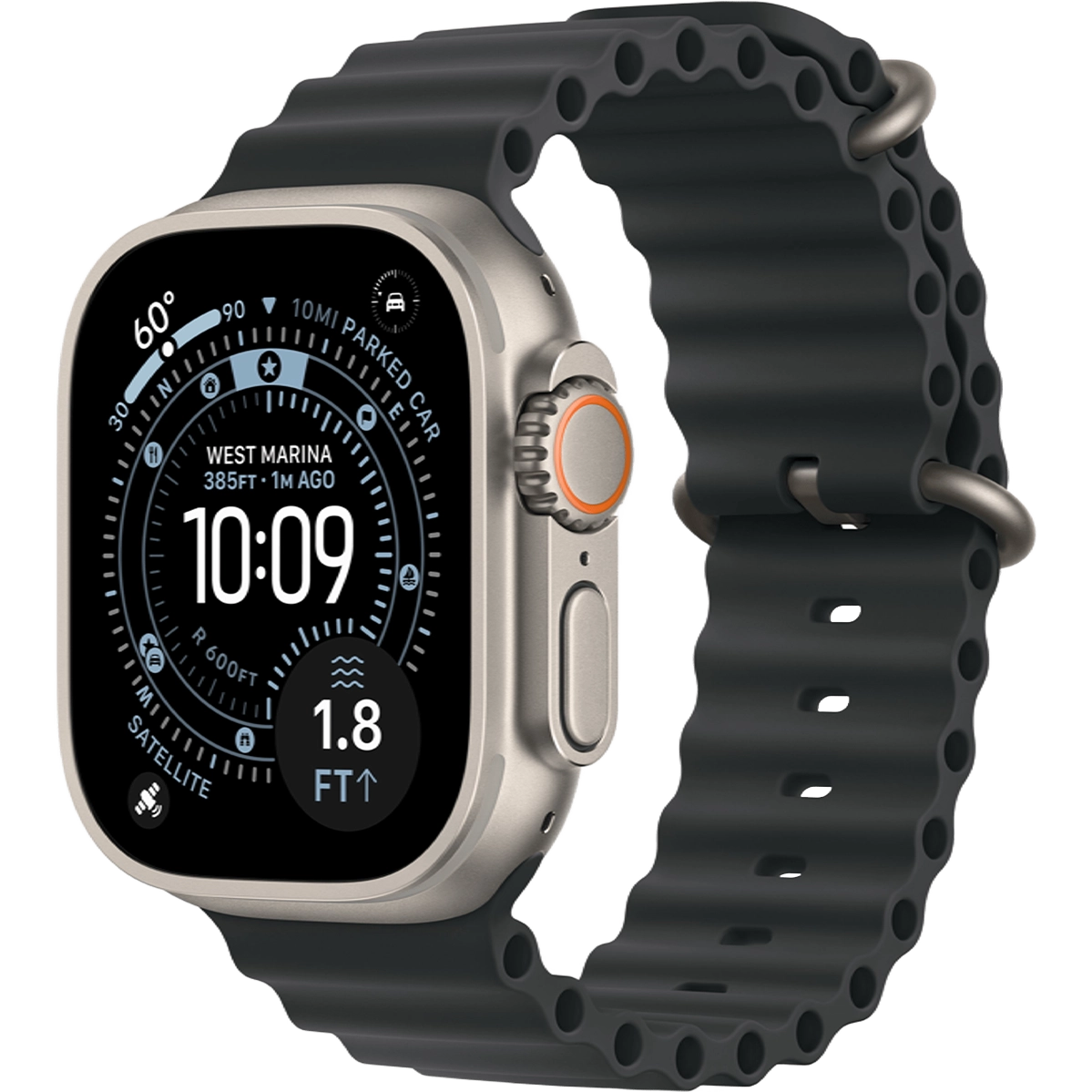 Apple Watch Ultra 3 GPS + Cellular 49mm Natural Titanium Case with Black Ocean Band (MF1V4+MXTL3)