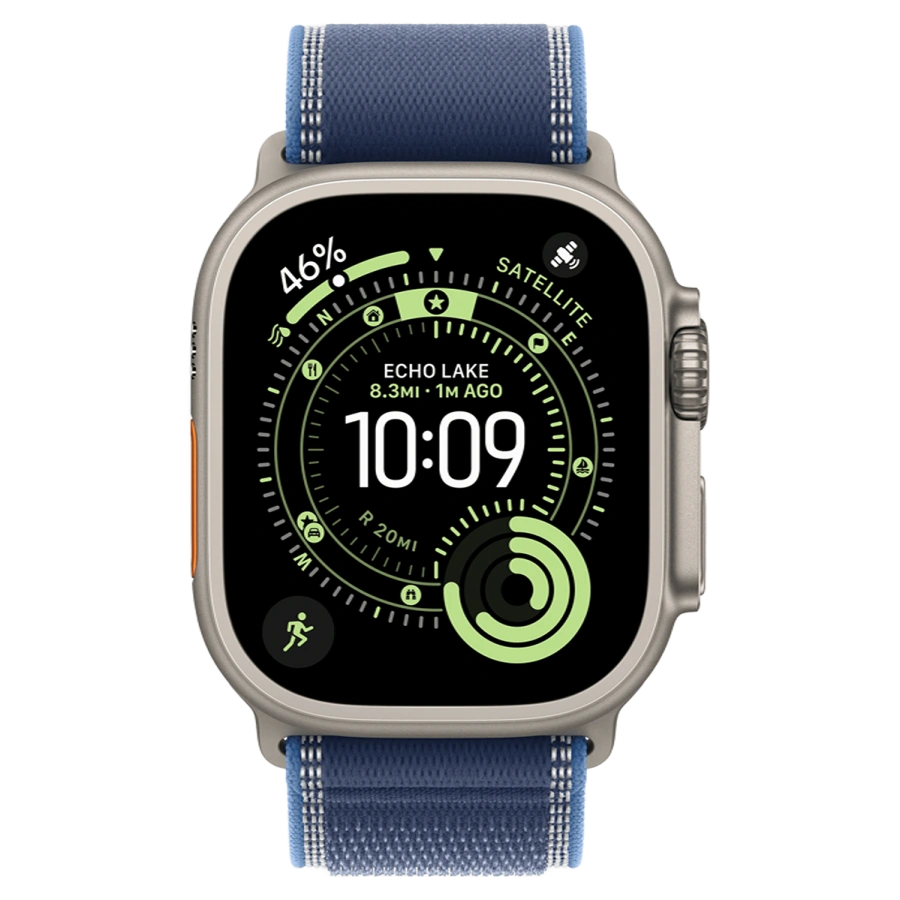 Apple Watch Ultra 3 GPS + Cellular 49mm Natural Titanium Case with Blue/Bright Blue Trail Loop - M/L (MEWU4)