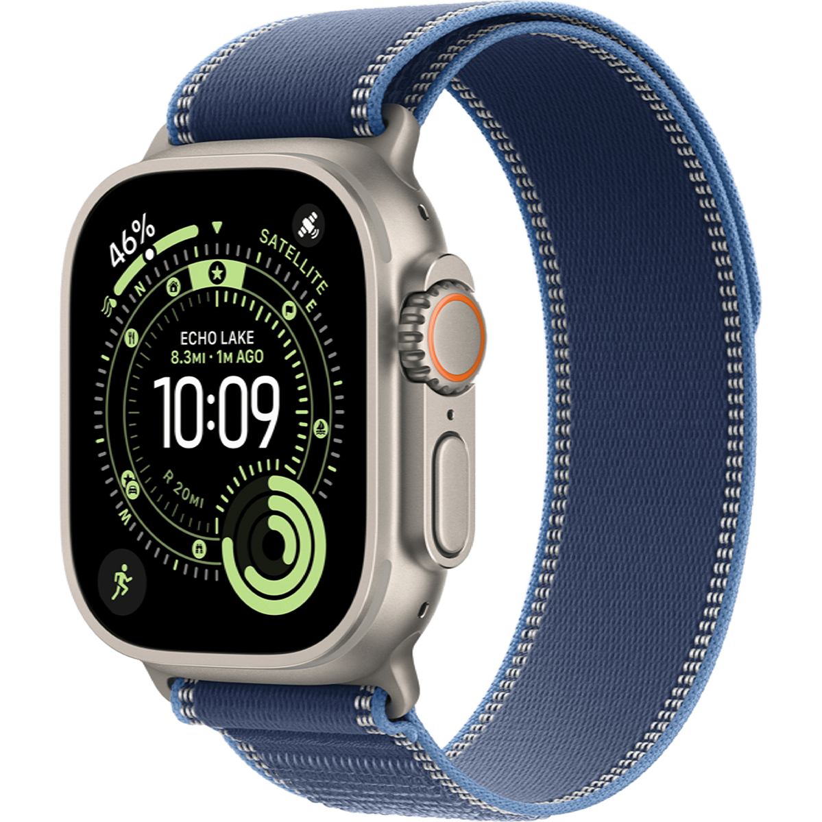 Apple Watch Ultra 3 GPS + Cellular 49mm Natural Titanium Case with Blue/Bright Blue Trail Loop - M/L (MEWU4)