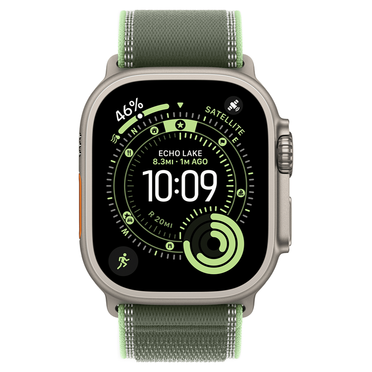 Apple Watch Ultra 3 GPS + Cellular 49mm Natural Titanium Case with Green/Neon Trail Loop - M/L (MF1V4+MFT54)