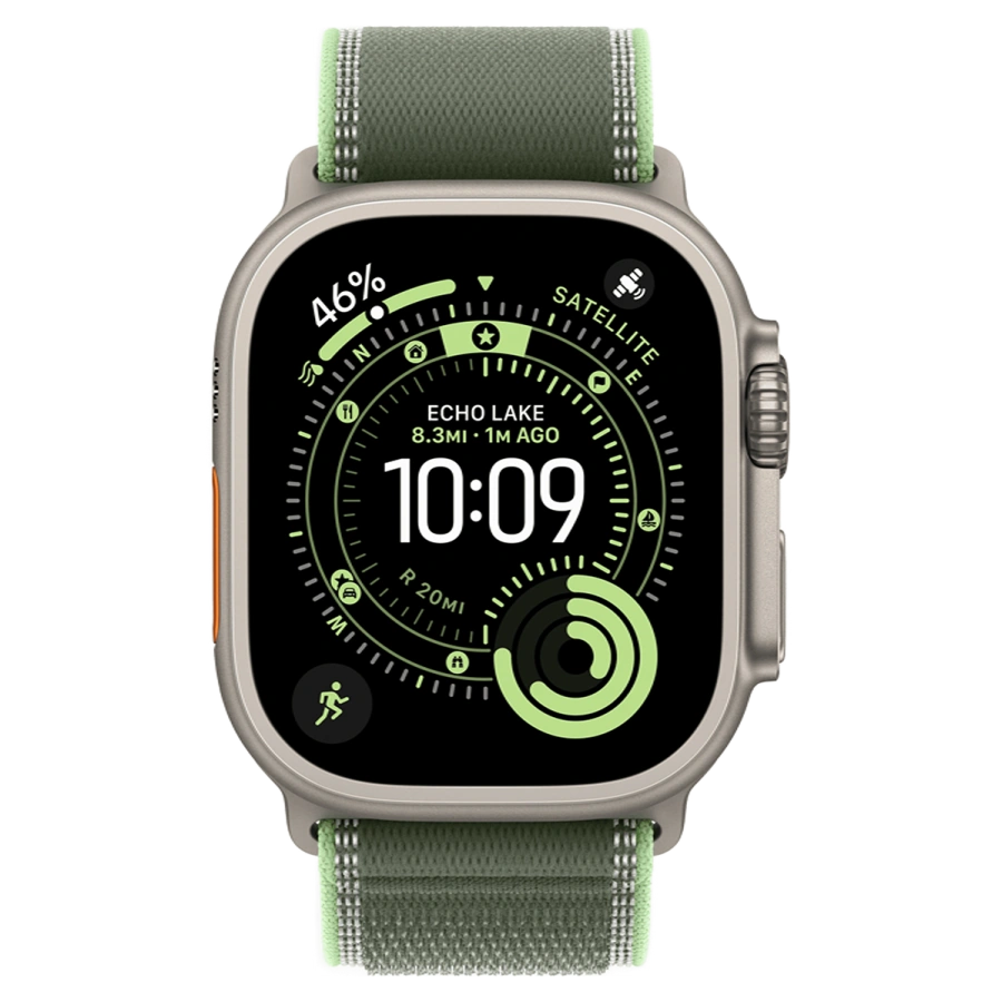 Apple Watch Ultra 3 GPS + Cellular 49mm Natural Titanium Case with Green/Neon Trail Loop - M/L (MF1V4+MFT54)