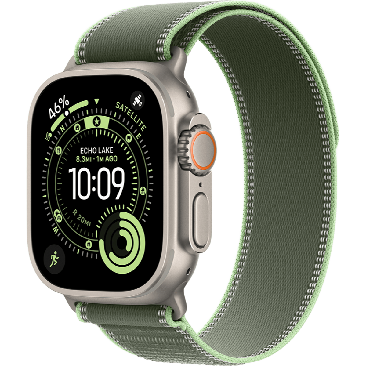 Apple Watch Ultra 3 GPS + Cellular 49mm Natural Titanium Case with Green/Neon Trail Loop - S/M (MF1V4+MFT44)