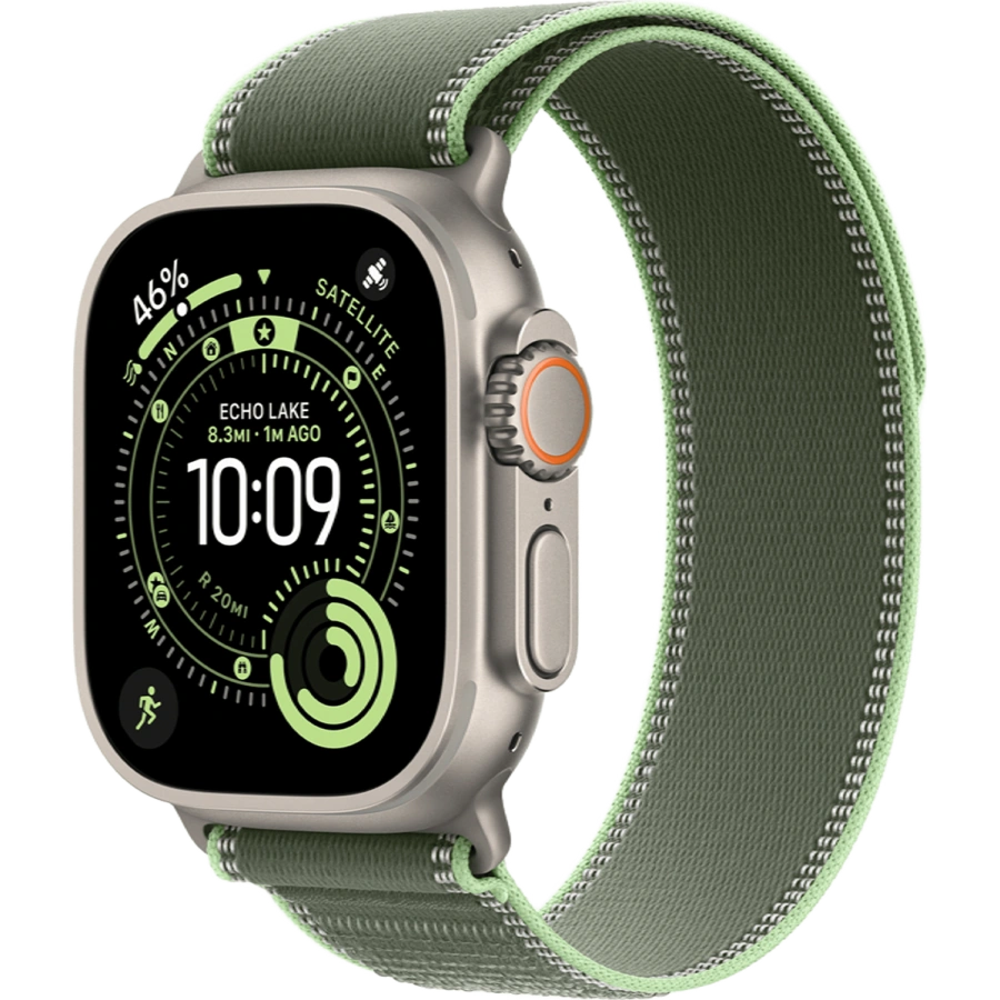 Apple Watch Ultra 3 GPS + Cellular 49mm Natural Titanium Case with Green/Neon Trail Loop - M/L (MF1V4+MFT54)