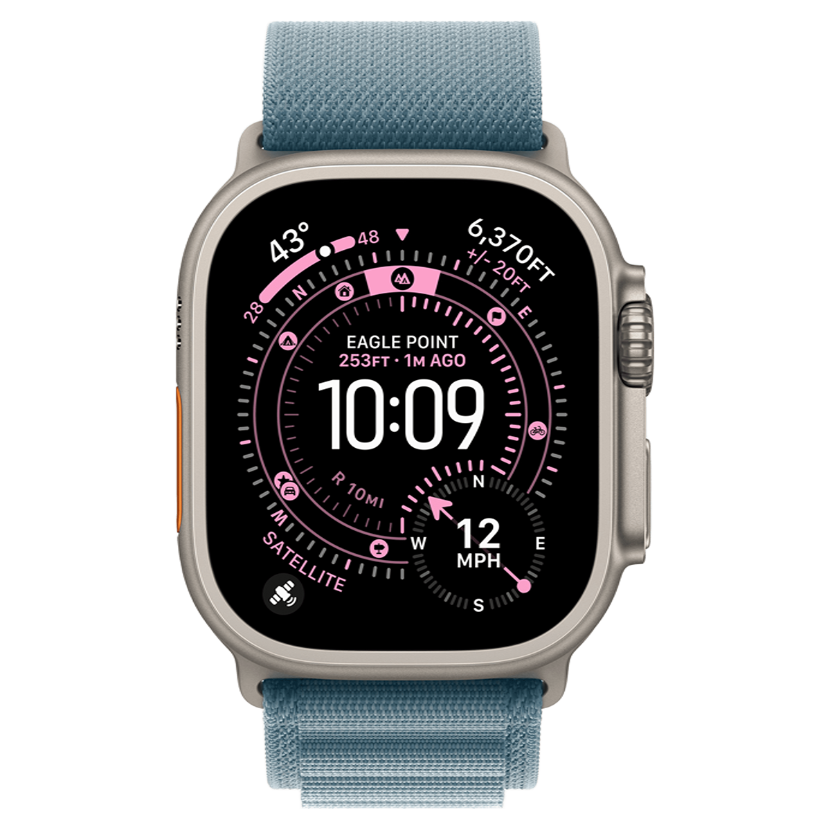 Apple Watch Ultra 3 GPS + Cellular 49mm Natural Titanium Case with Light Blue Alpine Loop - Large (MEWP4)