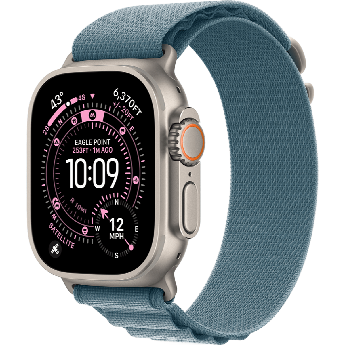 Apple Watch Ultra 3 GPS + Cellular 49mm Natural Titanium Case with Light Blue Alpine Loop - Large (MEWP4)
