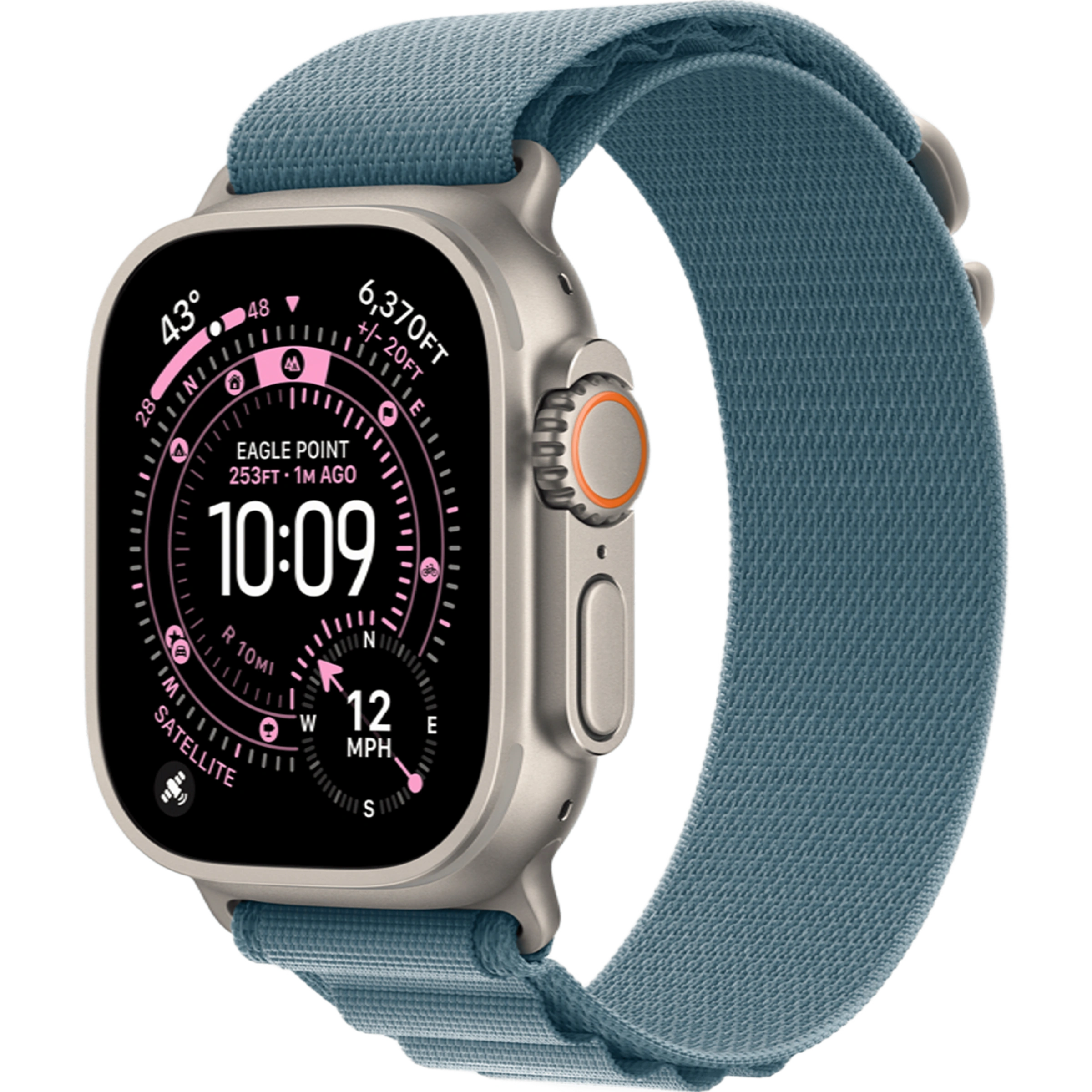 Apple Watch Ultra 3 GPS + Cellular 49mm Natural Titanium Case with Light Blue Alpine Loop - Large (MEWP4)