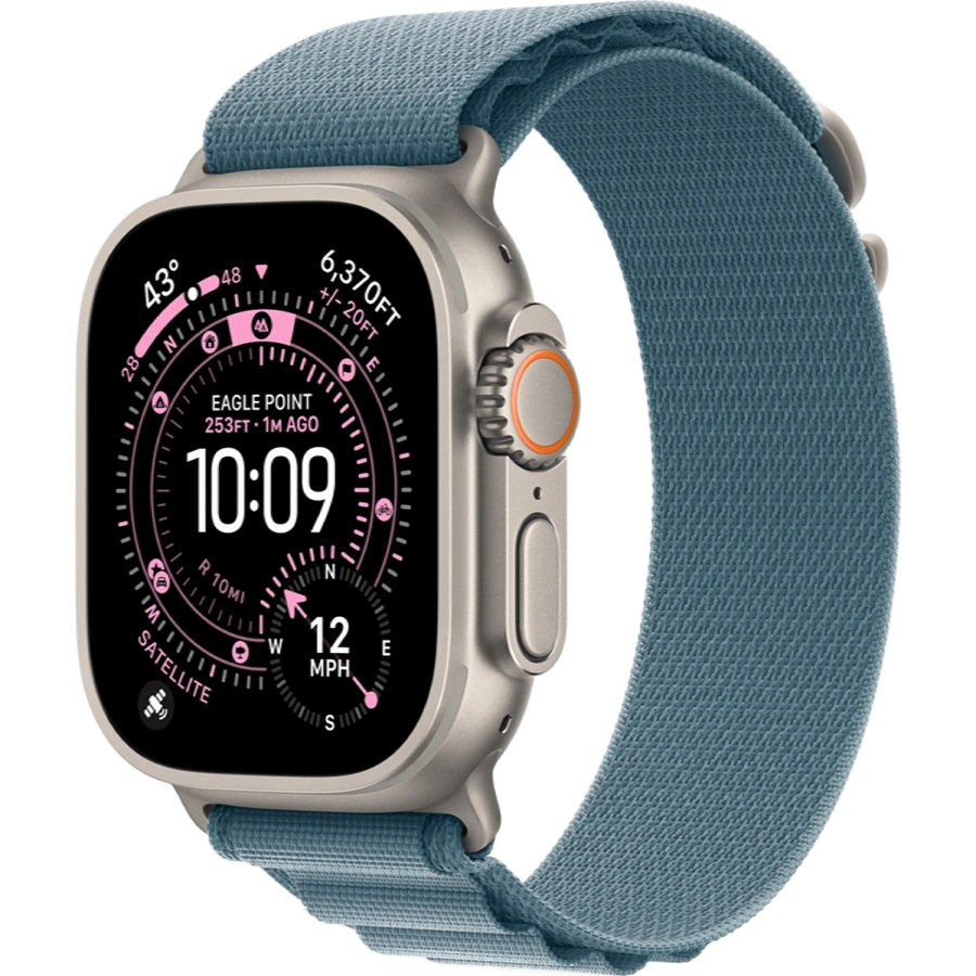 Apple Watch Ultra 3 GPS + Cellular 49mm Natural Titanium Case with Light Blue Alpine Loop - Medium (MEWM4)