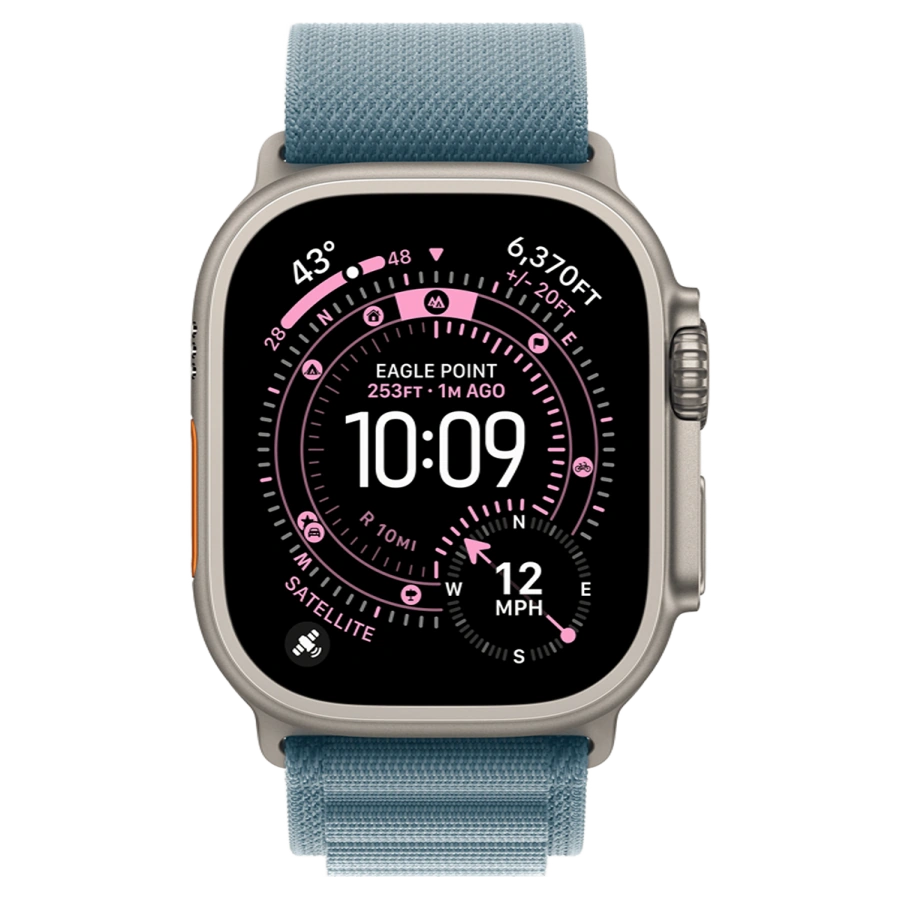 Apple Watch Ultra 3 GPS + Cellular 49mm Natural Titanium Case with Light Blue Alpine Loop - Medium (MEWM4)