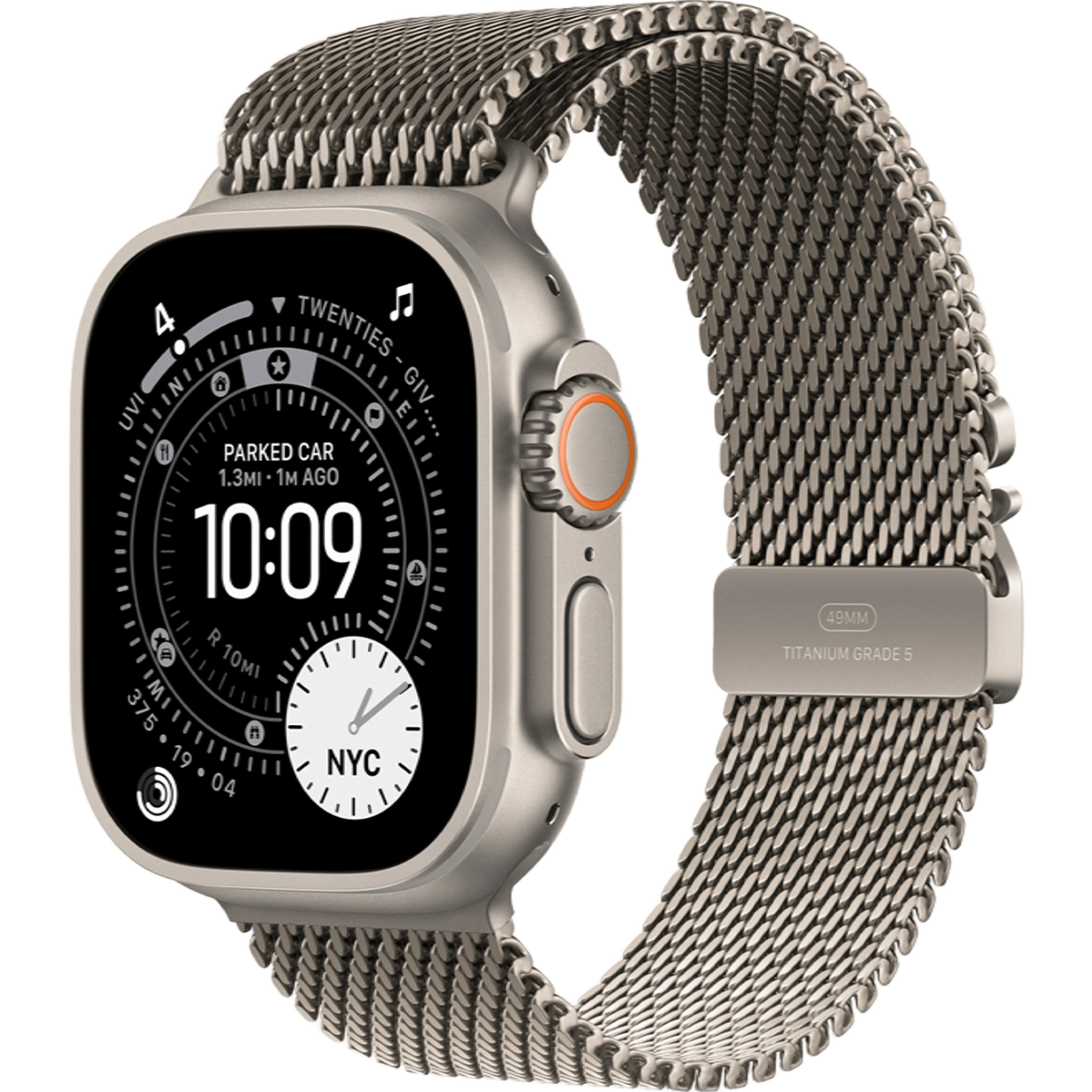 Apple Watch Ultra 3 GPS + Cellular 49mm Natural Titanium Case with Natural Titanium Milanese Loop - Small (MEWW4)
